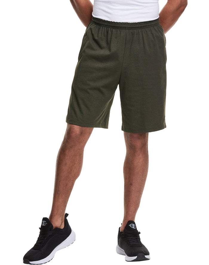 Champion Mens Shorts NZ - Classic Cotton Jersey Olive ( 2510-EGFVO )